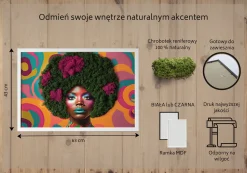 Obraz z mchem - Kobieta z afro 60x40 cm Biała Rama