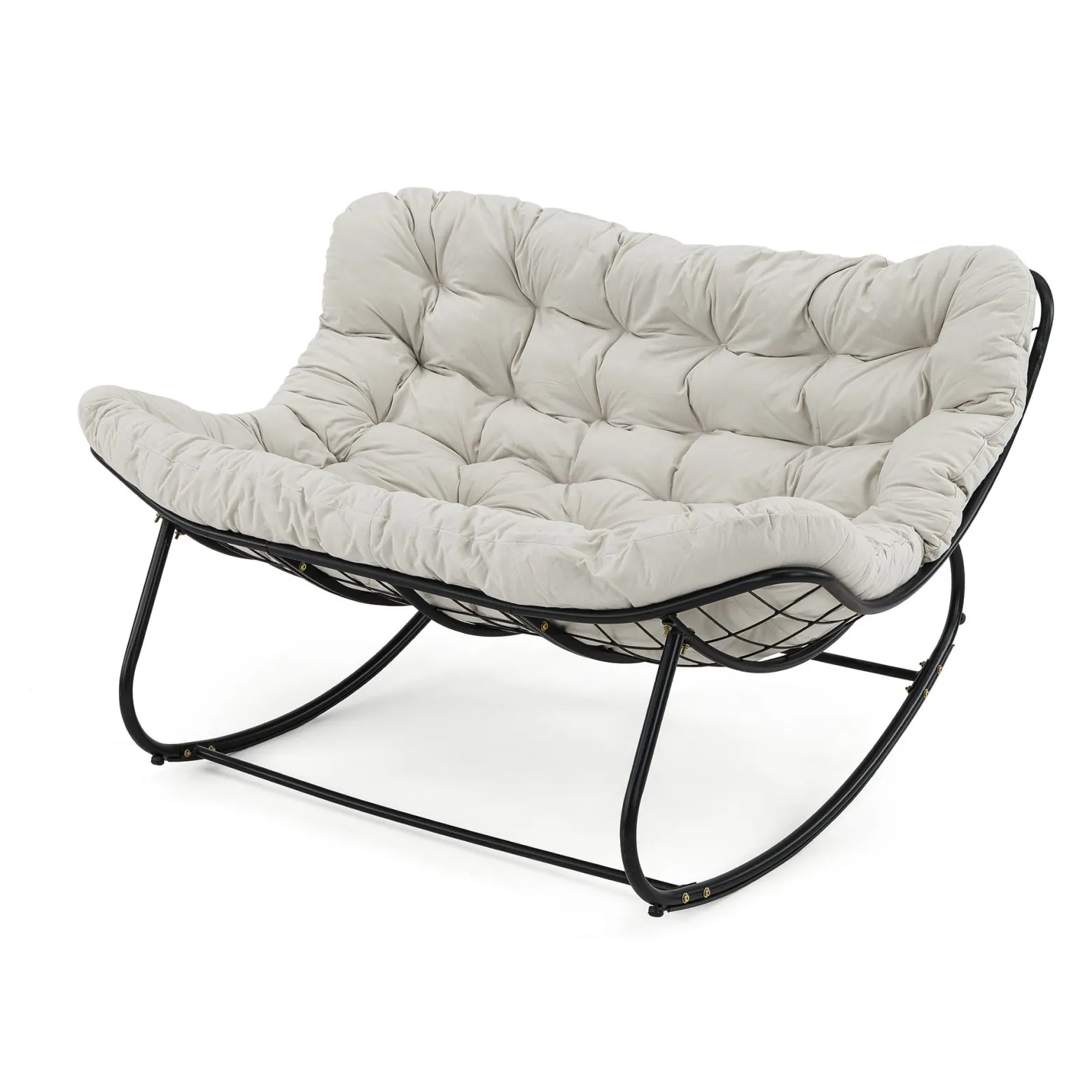 Ogrodowa sofa, fotel bujany, poduszka jasny beż #210