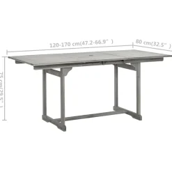 Ogrodowy stół jadalniany, (120-170)x80x75 cm, drewno akacjowe