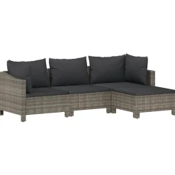 Ogrodowy zestaw wypoczynkowy Szary Technorattan 2x fotel + sofa