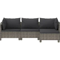 Ogrodowy zestaw wypoczynkowy Szary Technorattan 2x fotel + sofa