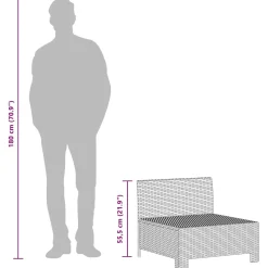 Ogrodowy zestaw wypoczynkowy Szary Technorattan sofa środkowa +