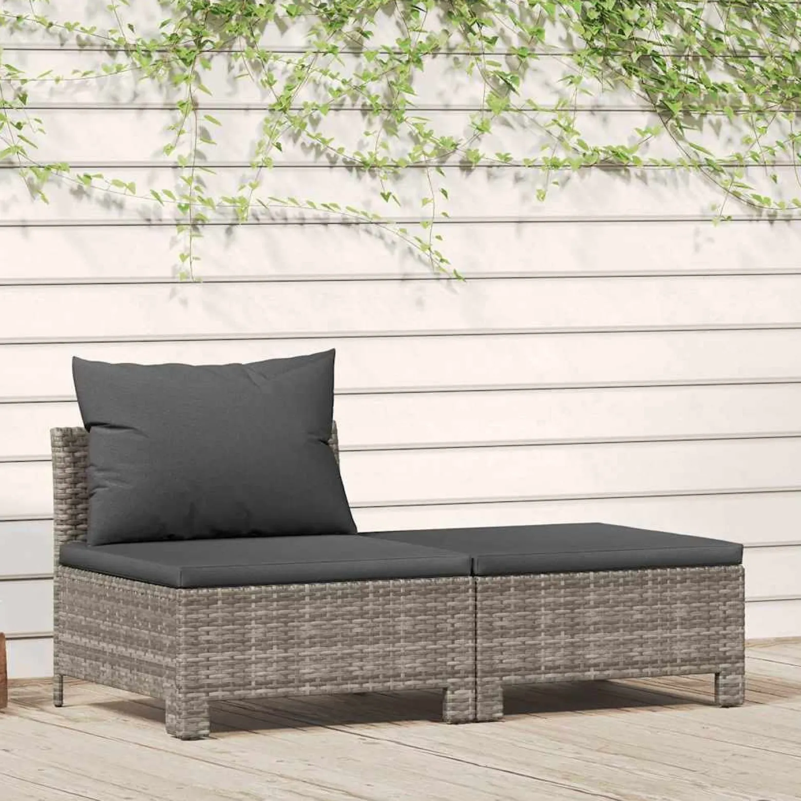 Ogrodowy zestaw wypoczynkowy Szary Technorattan sofa środkowa +