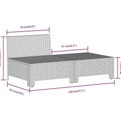 Ogrodowy zestaw wypoczynkowy Szary Technorattan sofa środkowa +