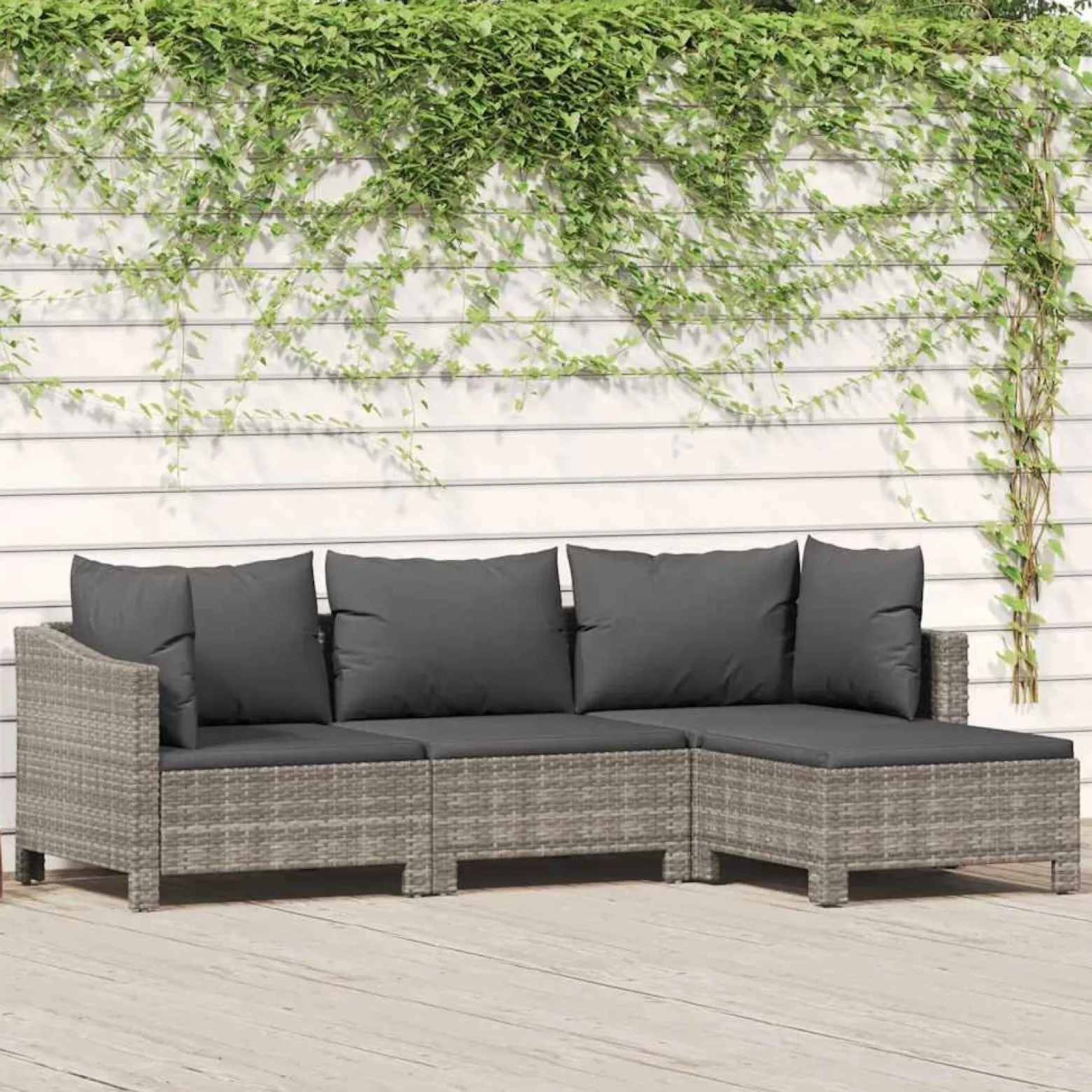 Ogrodowy zestaw wypoczynkowy Szary Technorattan 2x fotel + sofa