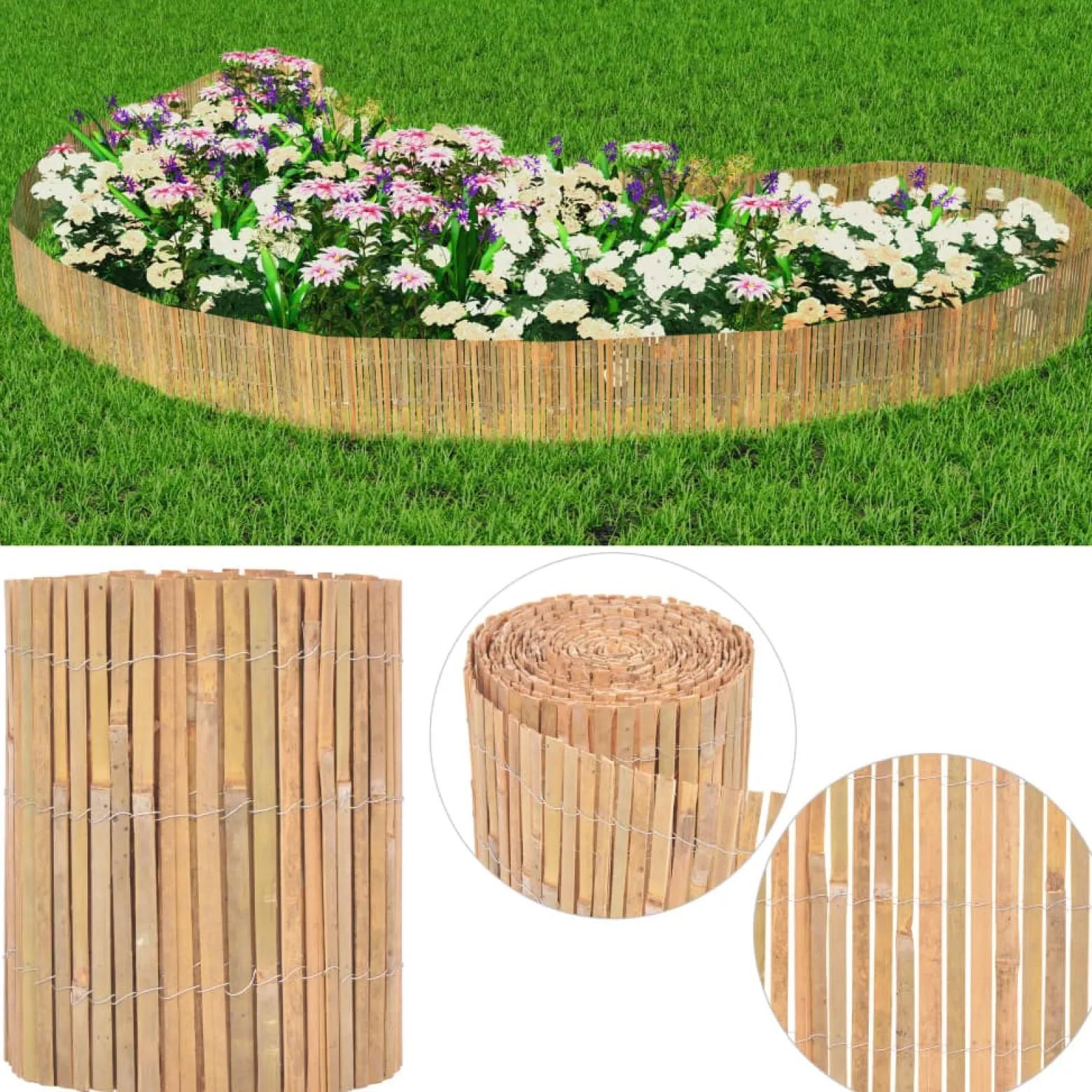 Ogrodzenie Brąz 30 x 1000 cm Bambus vidaXL