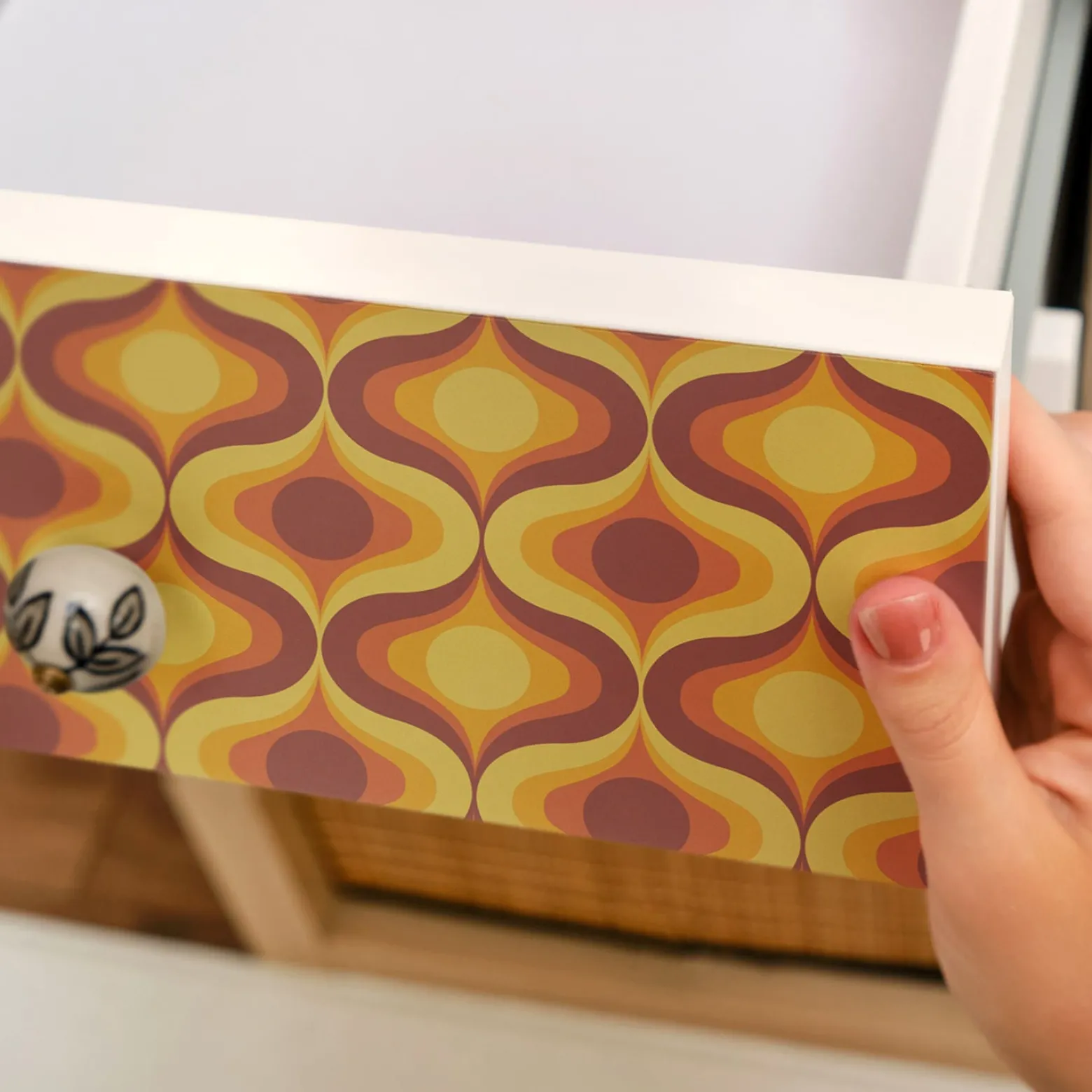 Okleina na meble Geometryczne retro 50x100 Folia samoprzylepna DIY