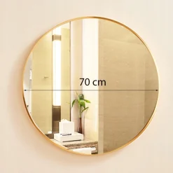 Okrągłe lustro industrialne łazienkowe złota rama 70cm