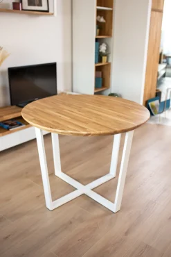 Okrągły stół z drewnianym blatem średnica 100cm