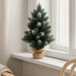 Ośnieżona sztuczna choinka z szyszkami, 60 cm