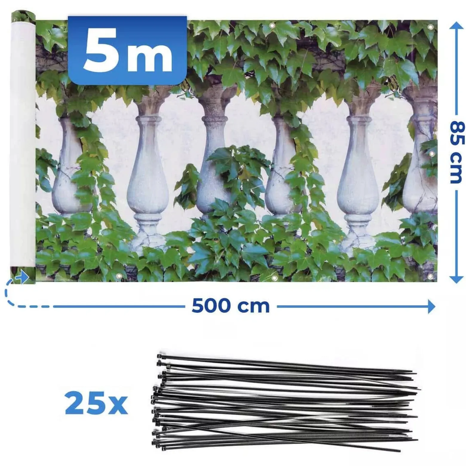 Osłona na balkon Ivy Fence, 5 m x 85 cm