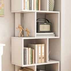 Otwarta stojąca biblioteczka biała regał z półkami nowoczesna 140 cm