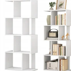Otwarta stojąca biblioteczka biała regał z półkami nowoczesna 140 cm