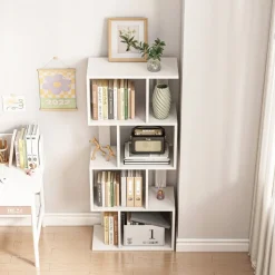 Otwarta stojąca biblioteczka biała regał z półkami nowoczesna 140 cm