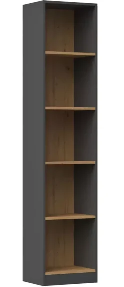 Otwarty regał na książki antracyt + dąb artisan - Luro