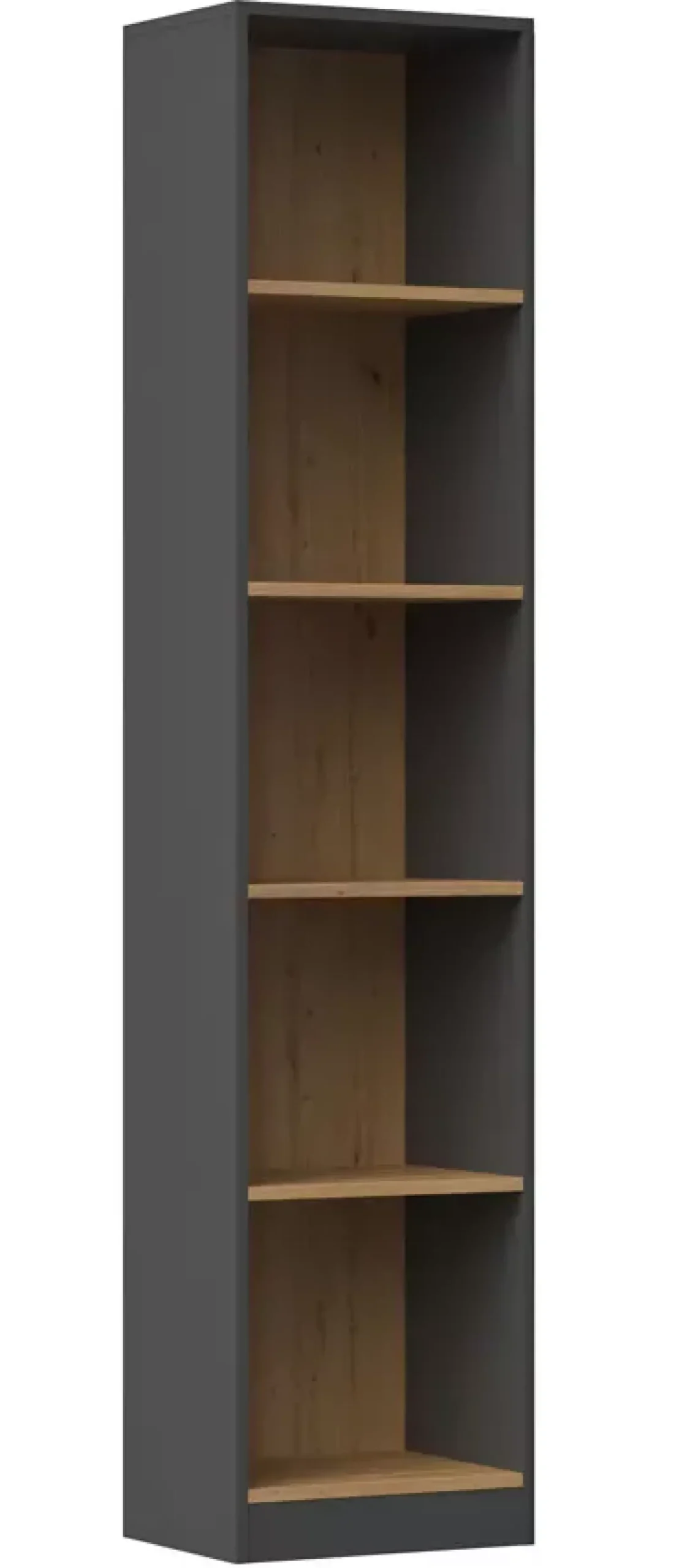 Otwarty regał na książki antracyt + dąb artisan - Luro