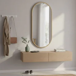 Owalne lustro ścienne aluminiowe 30x60 cm złote