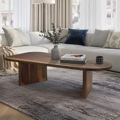 Owalny stolik kawowy z litego drewna Sheesham Stolik pod sofę 120cm