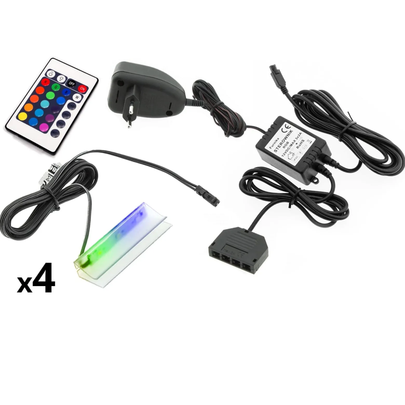 Oświetlenie LED na 4 półki RGB