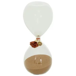 Ozdobna klepsydra z brokatowym piaskiem 20 cm, Belli, brązowa