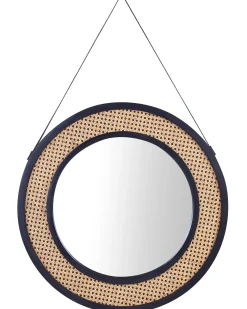 Ozdobne lustro ścienne rattanowe ø 70 cm jasne