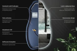 Ozdobne lustro LED do salonu o nieregularnej formie 40 cm x 80 cm
