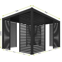 Panel żaluzjowy do pergoli, ruchomy 3m aluminiowy antracyt