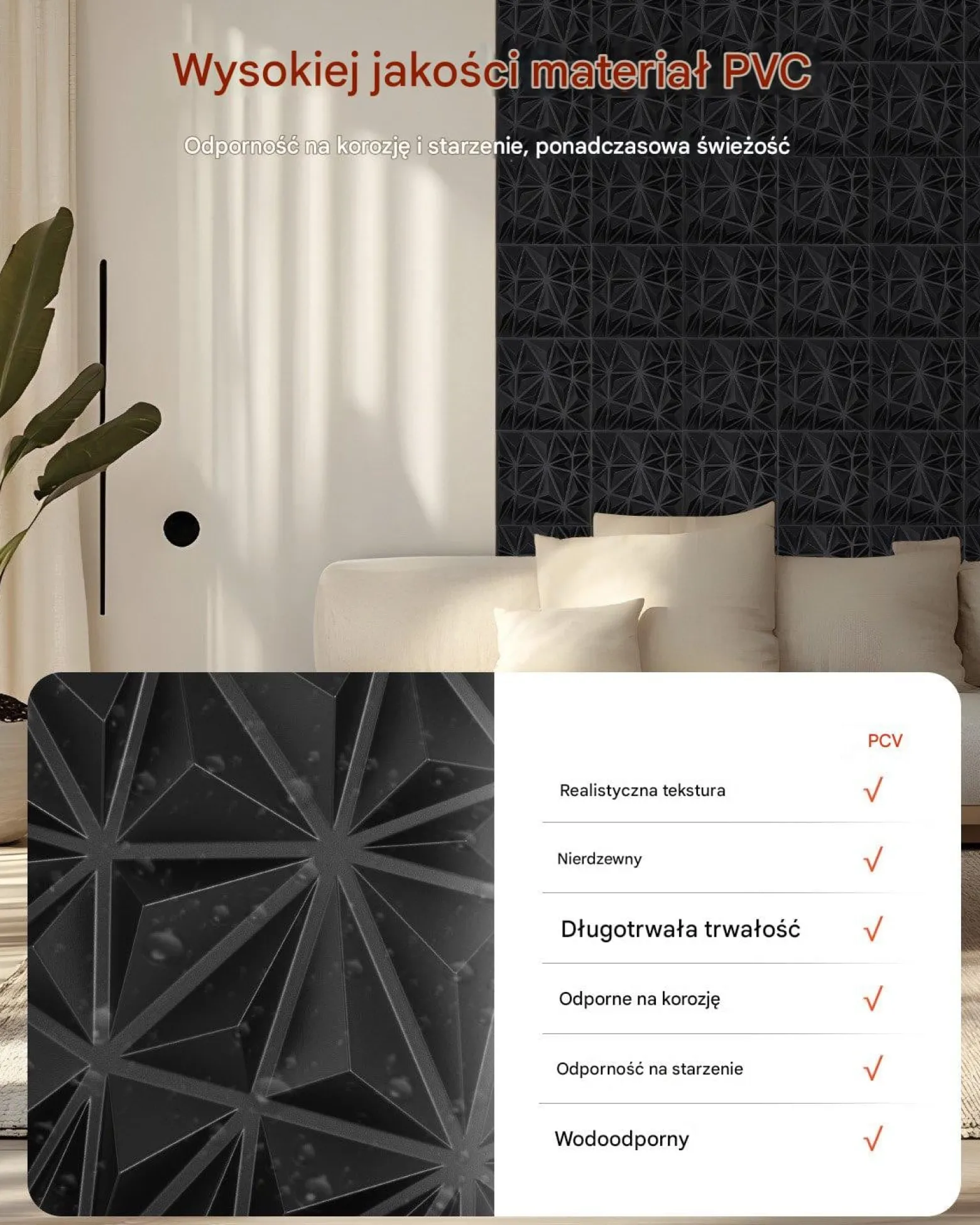 Panele Ścienne 3D - Czarne Diamenty 2.97 m²