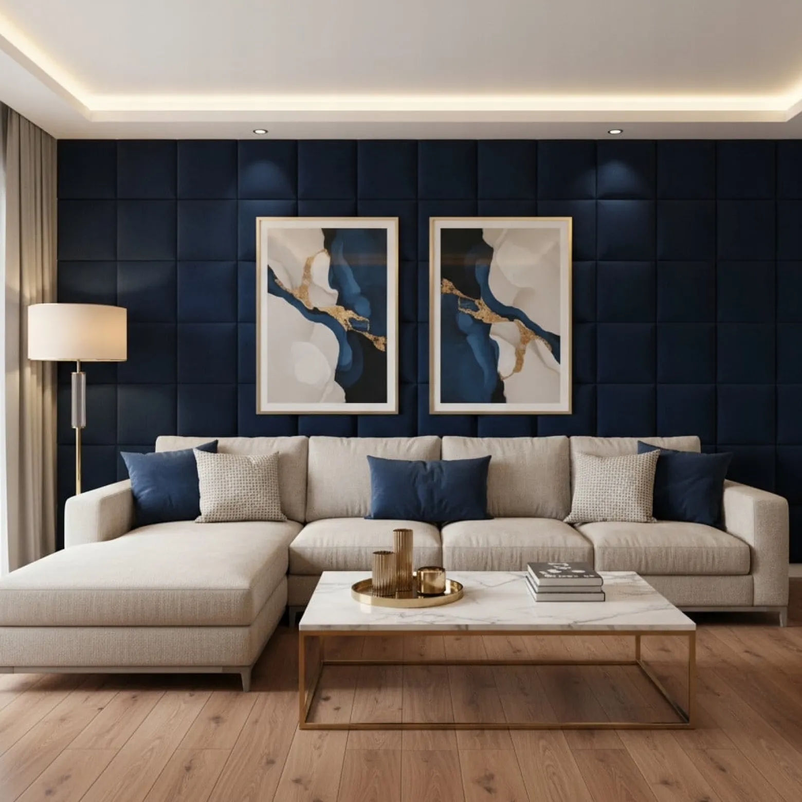 Panel Tapicerowany Prostokąt Komvortowy 30X90 Cm Granatowy Smart Velvet