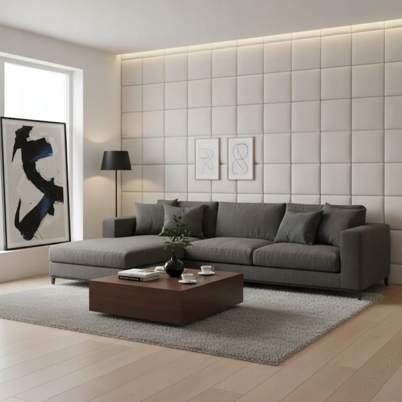 Panel Tapicerowany Prostokąt Komvortowy 60X40 Cm Szary Smart Velvet