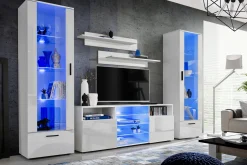 Pan Igiełka Szafka RTV LED Czarny Biały Dąb Wotan Połysk Mat Blue LEDs