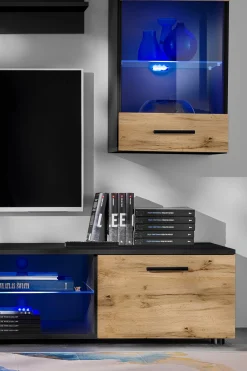 Pan Igiełka - Zestaw Mebli Komplet - Meblościanka RTV z Witrynami LED RGB