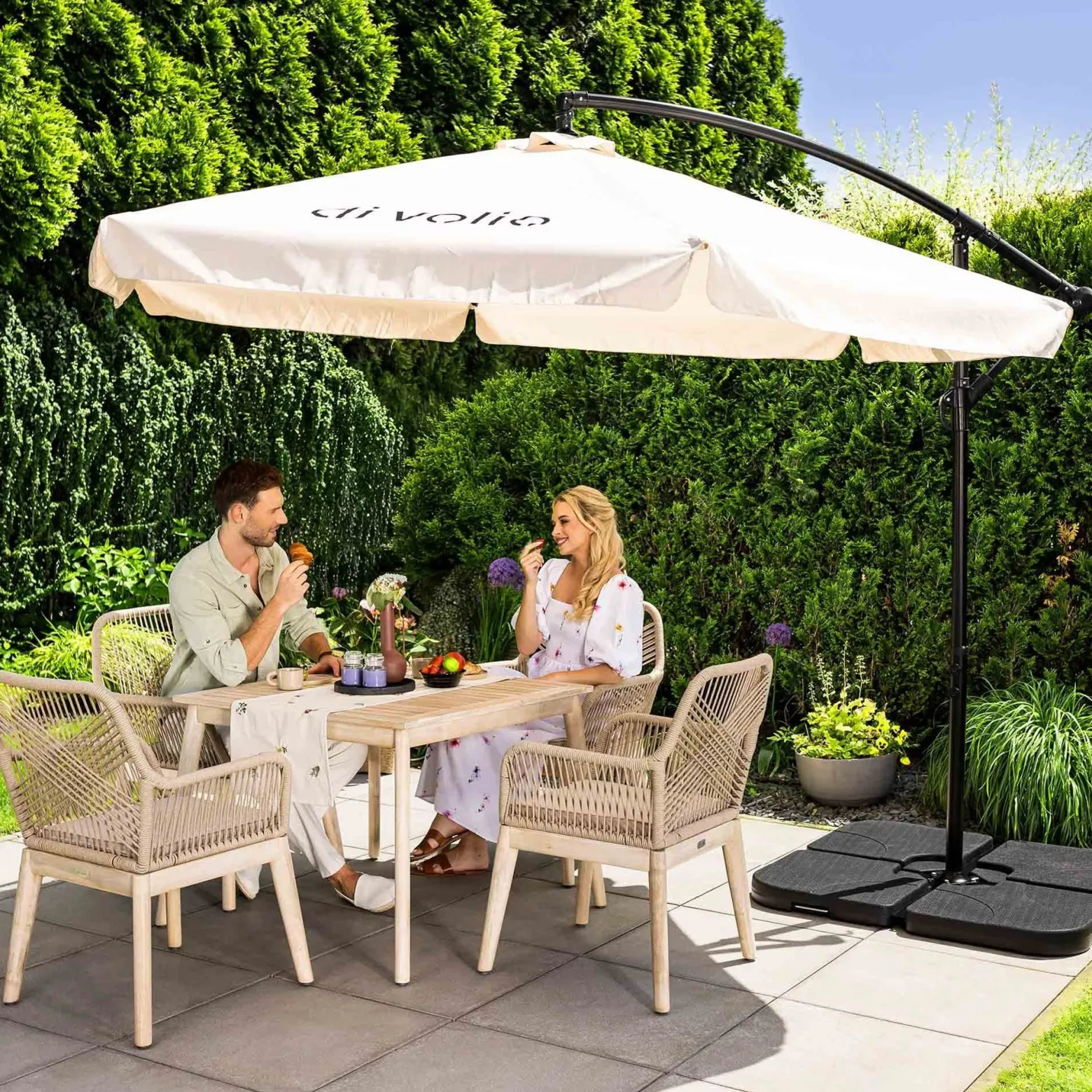 Parasol ogrodowy z podstawą Empoli beżowy