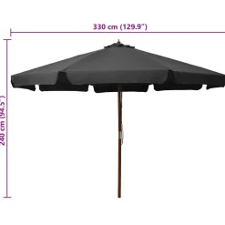 Parasol Ogrodowy Antracytowy Składany Na Słupku Na Taras Ogród Balkon 350