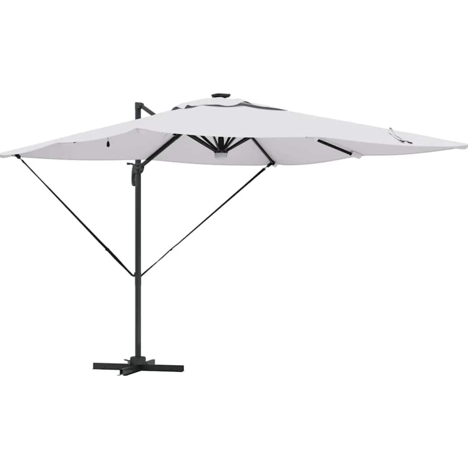 Parasol Ogrodowy Beżowy Składany z Podstawą Na Taras Ogród 286 x 284 x 270
