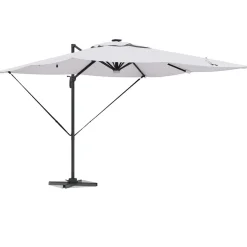 Parasol Ogrodowy Beżowy Składany z Podstawą Na Taras Ogród 286 x 284 x 270