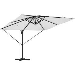 Parasol Ogrodowy Beżowy Składany z Podstawą Na Taras Ogród 286 x 284 x 270