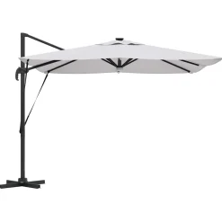 Parasol Ogrodowy Beżowy Składany z Podstawą Na Taras Ogród 286 x 284 x 270
