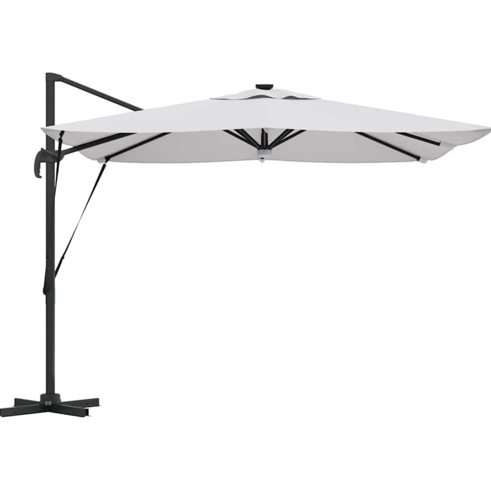 Parasol Ogrodowy Beżowy Składany z Podstawą Na Taras Ogród 286 x 284 x 270