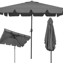 Parasol ogrodowy 240 cm składany, z korbką wodoodporny ciemnoszary