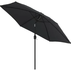 Parasol Ogrodowy Czarny Składany Na Słupku z Oświetleniem 300 cm