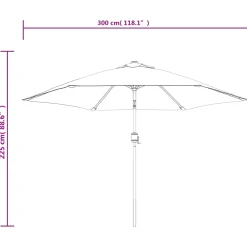 Parasol Ogrodowy Czarny Składany Na Słupku z Oświetleniem 300 cm