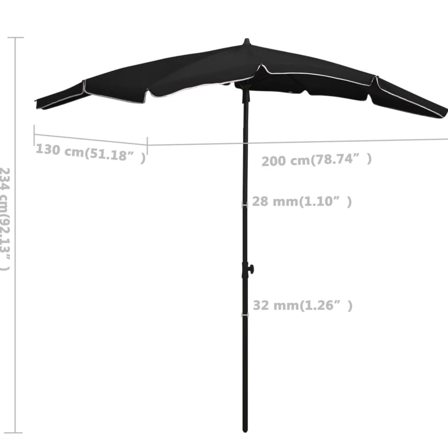 Parasol ogrodowy Czarny vidaXL
