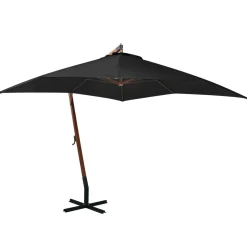 Parasol Ogrodowy Czarny z Podstawą Składany Na Taras Balkon Ogród 3x3 m