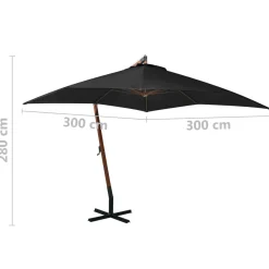 Parasol Ogrodowy Czarny z Podstawą Składany Na Taras Balkon Ogród 3x3 m