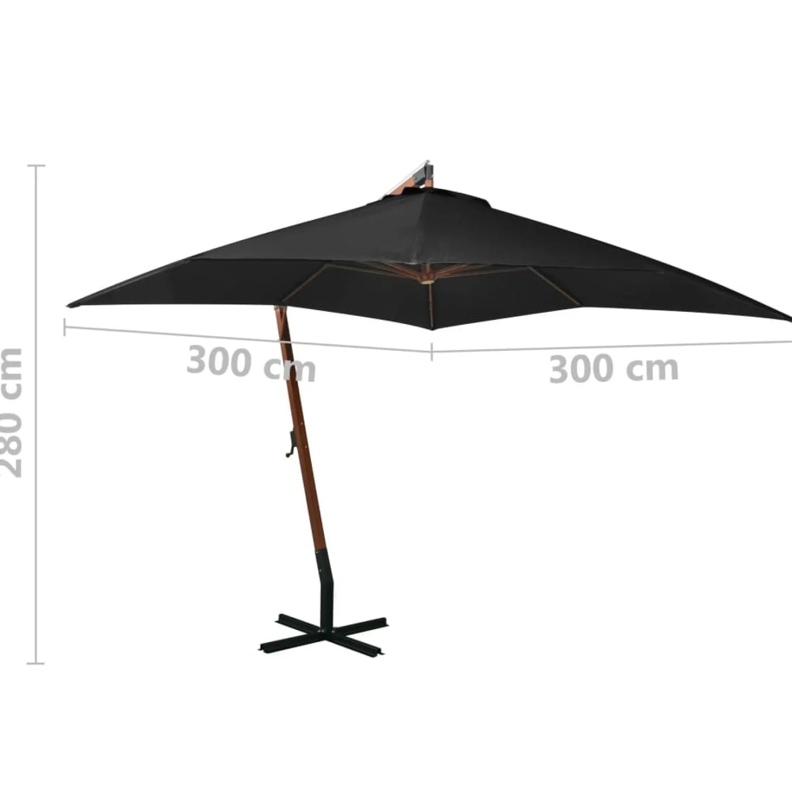 Parasol Ogrodowy Czarny z Podstawą Składany Na Taras Balkon Ogród 3x3 m