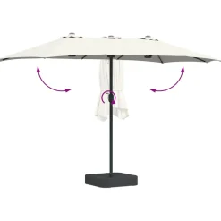 Parasol Ogrodowy Piaskowy z Podstawą Składany Na Taras Balkon Ogród
