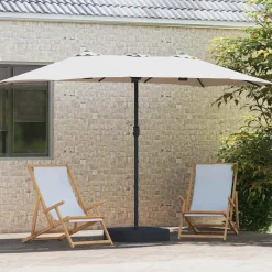 Parasol Ogrodowy Piaskowy z Podstawą Składany Na Taras Balkon Ogród