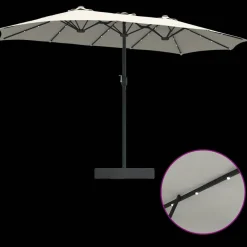 Parasol Ogrodowy Piaskowy z Podstawą Składany Na Taras Balkon Ogród