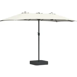 Parasol Ogrodowy Piaskowy z Podstawą Składany Na Taras Balkon Ogród